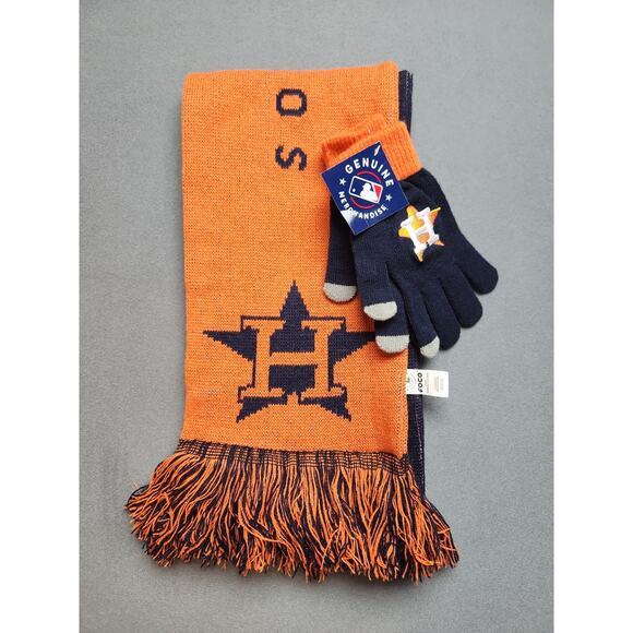 NEW Houston Astros Baseball Youth‎ Size Scarf Neck Warmer And Mittens - Picture 1 of 5